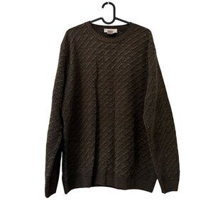 Ermenegildo Zegna Brown Gray Geometric Wool Blend Pullover Sweater Mens Large